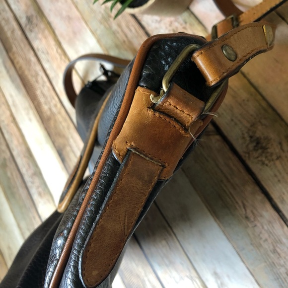 Vintage Black Pebbled Leather Crossbody Purse Bag - Picture 3 of 8